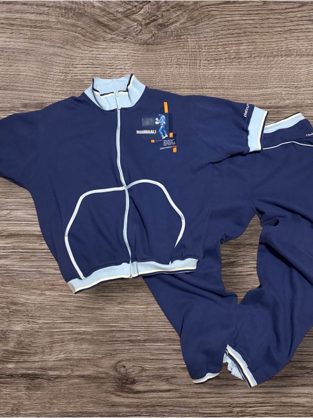 Men's Performance Zip-Front Jacket in Navy with Light Blue by fubu